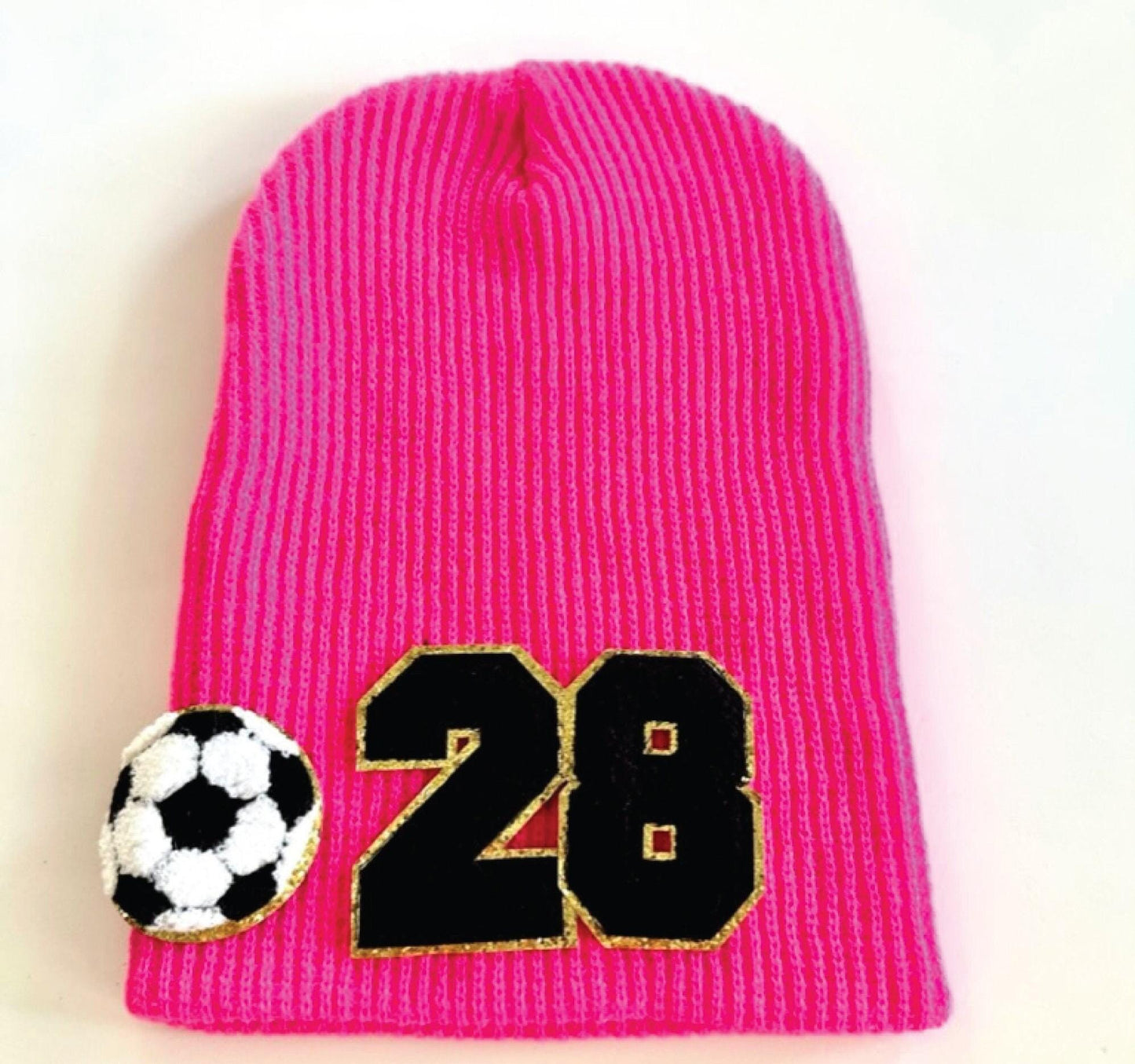 Custom Soccer Mom Slouchy Beanie with Number Patch