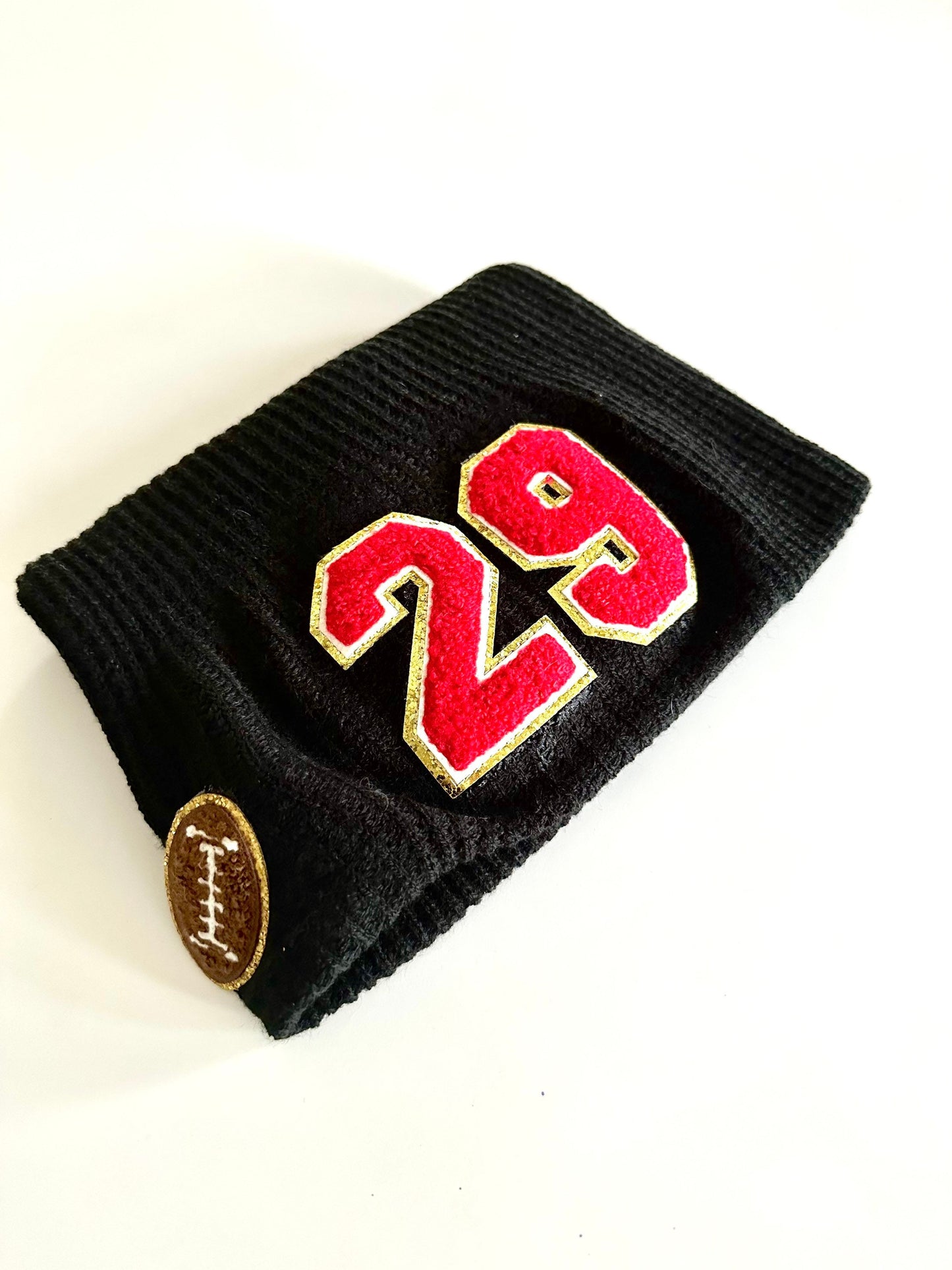 Personalized Football Mom Slouchy Beanie with Number Patch