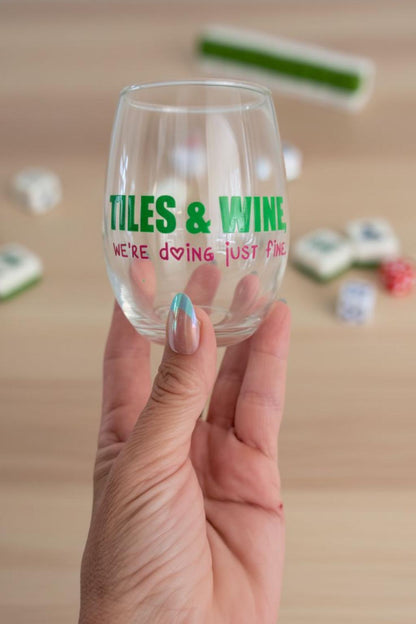 Mahjong Wine Glass | Funny Mahjong Gift for Women | Game Night Wine Glass