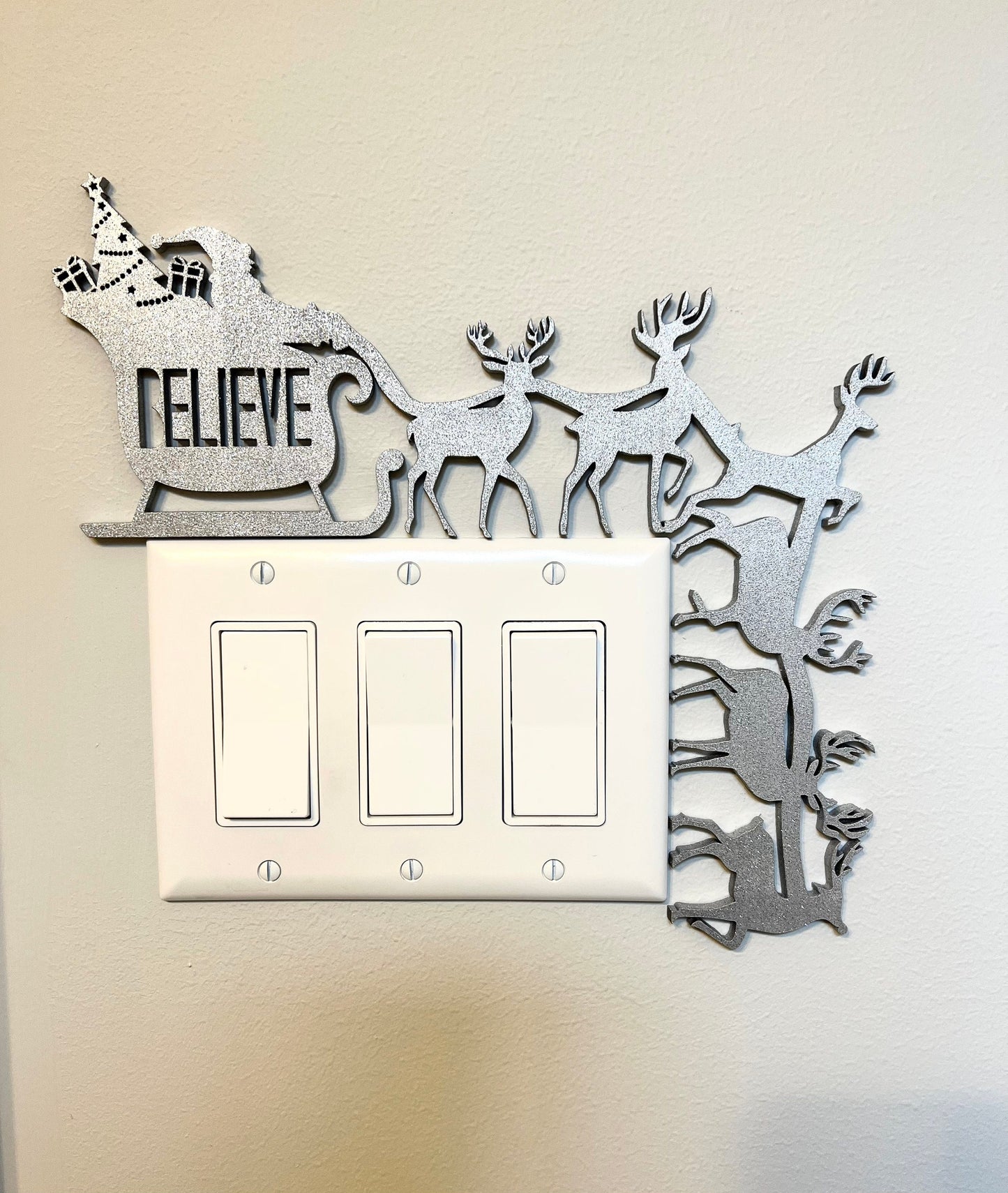 Santa Sleigh Door Corner Sign | Christmas Corner Decor | Holiday Wall Decor with Reindeer