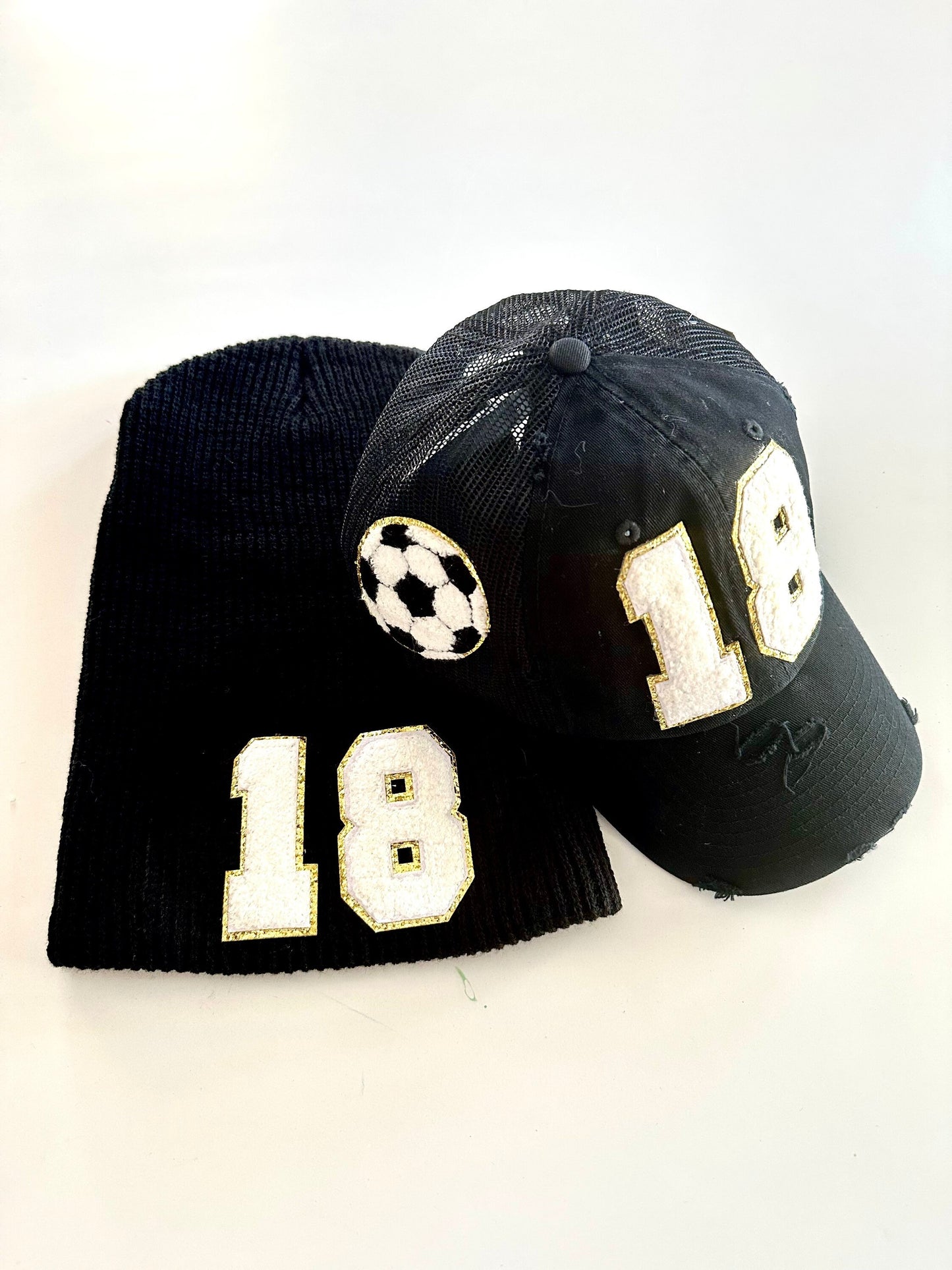 Personalized Football Mom Slouchy Beanie with Number Patch