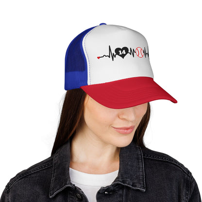 Heartbeat Baseball Mom Trucker Hat with Number