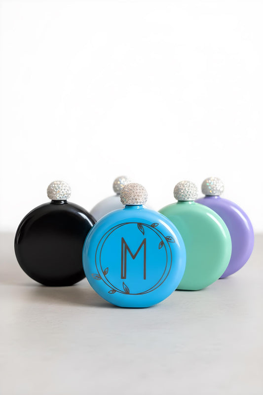 Personalized Glitter Flask | Bridesmaid Gift Flask | Custom Bachelorette Party Favor