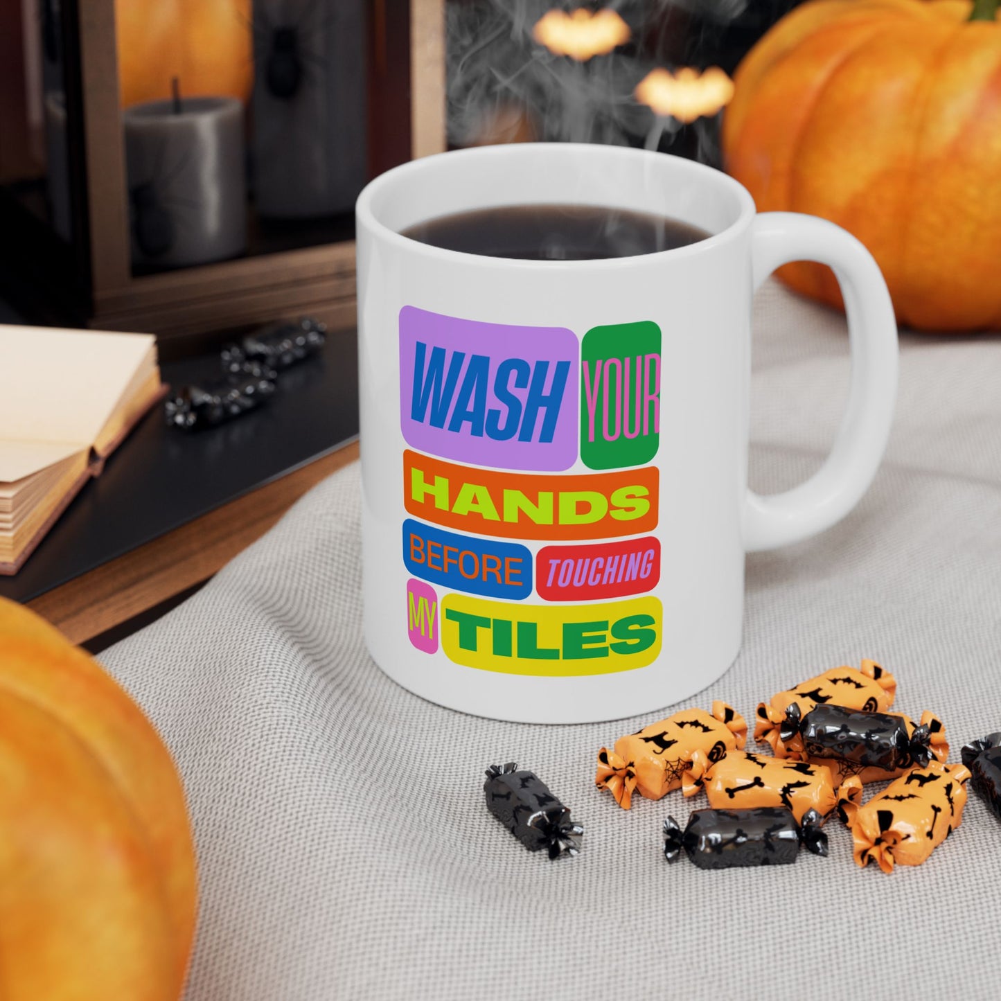 Funny Mahjong Mug – Wash Your Hands Before Touching My Tiles