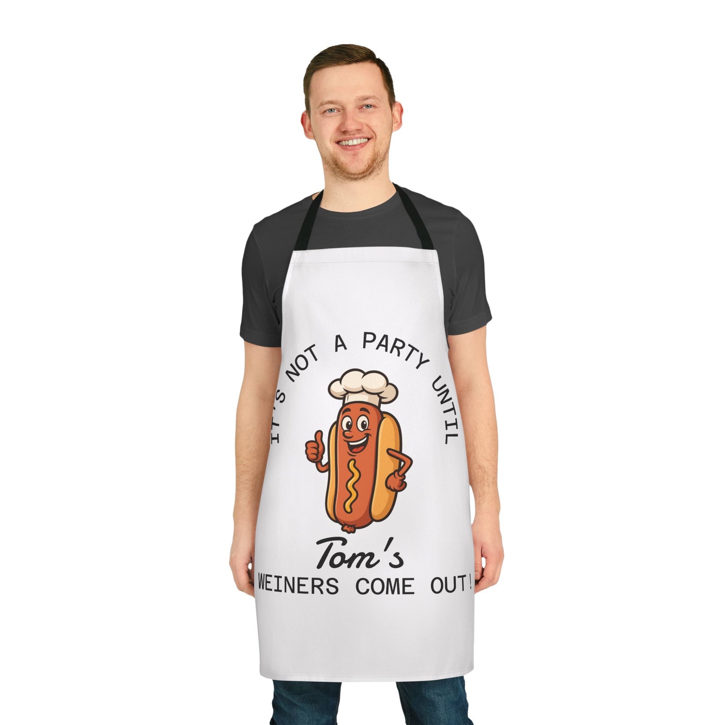 Personalized Funny BBQ Apron – It’s Not a Party Until (Name)’s Wieners Come Out