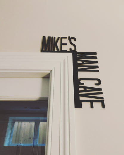Personalized Man Cave Door Corner Sign | Custom Name Man Cave Decor | Gift for Him