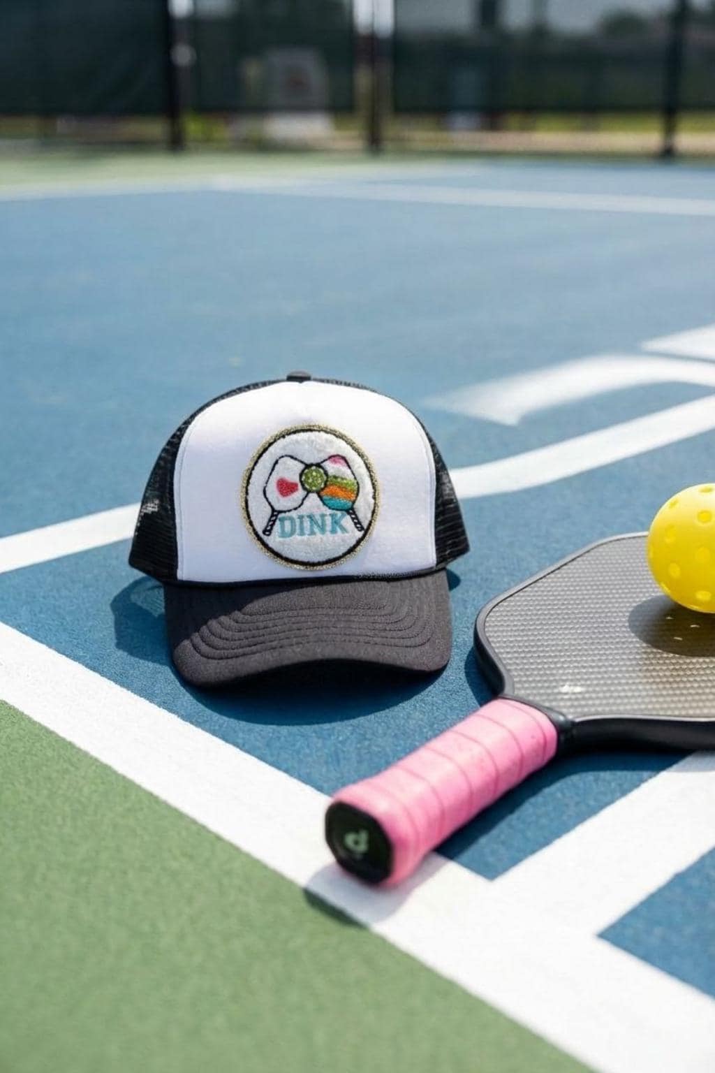 👉 Pickleball “Dink” Trucker Hat – Pink Mesh Snapback