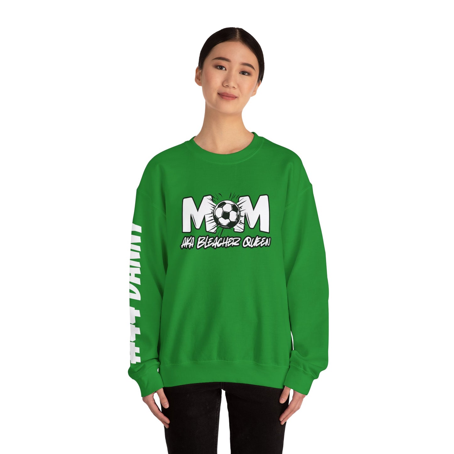 Personalized Soccer Mom Sweatshirt with Name & Number Sleeve
