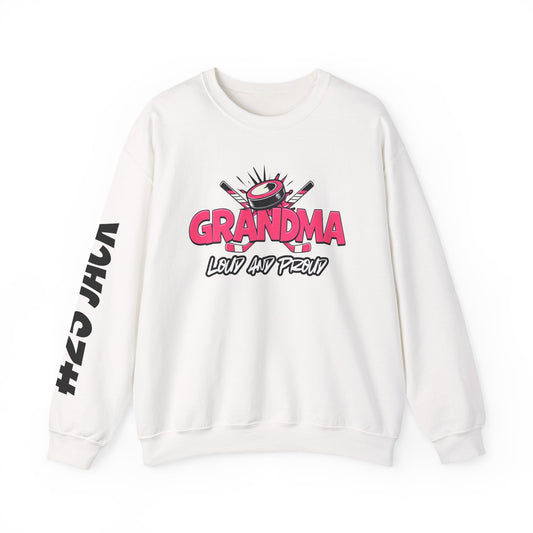 Personalized Hockey Grandma Sweatshirt with Name & Number Sleeve