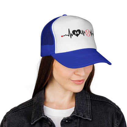 Heartbeat Baseball Mom Trucker Hat with Number
