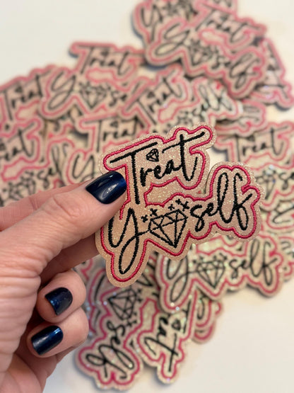 Treat Yo Self Patch | Glitter Iron On Patch | Cute DIY Jacket Patch Gift