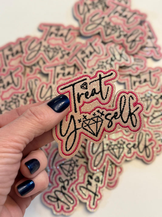 Treat Yo Self Patch | Glitter Iron On Patch | Cute DIY Jacket Patch Gift