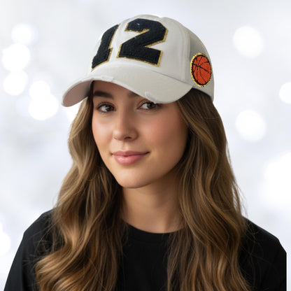Custom Basketball Mom Trucker Hat with Number Patch