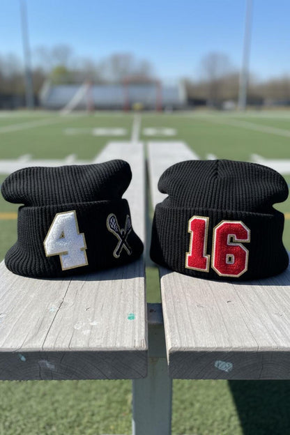 Custom Baseball Mom Slouchy Beanie with Number Patch