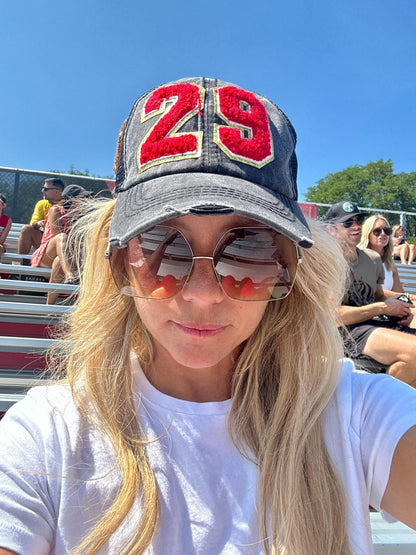 Custom Football Mom Trucker Hat with Number Patch