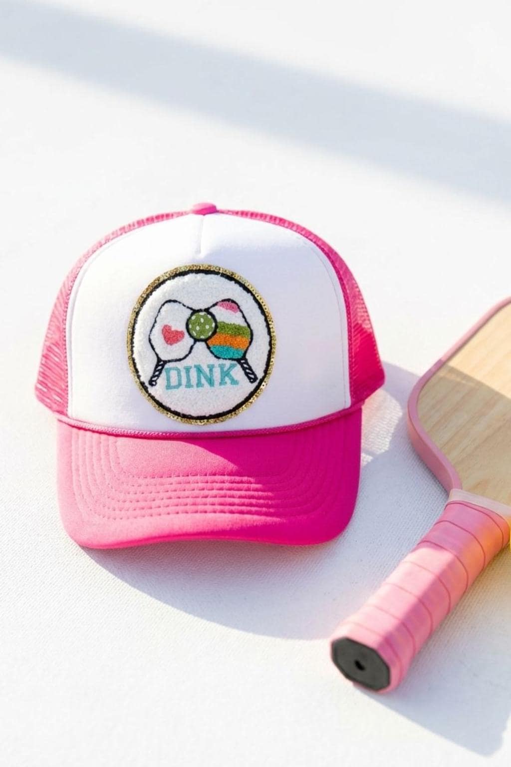 👉 Pickleball “Dink” Trucker Hat – Pink Mesh Snapback