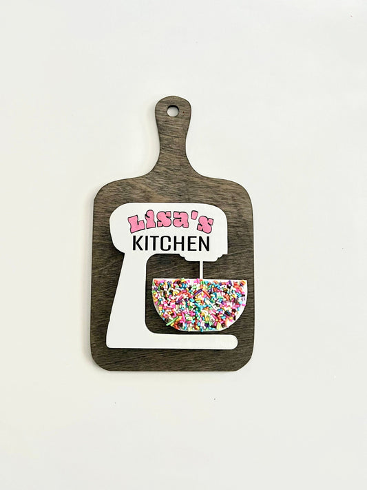Custom Bakery Sign with Mixer | Personalized Kitchen Sign | Baking Business Name Sign