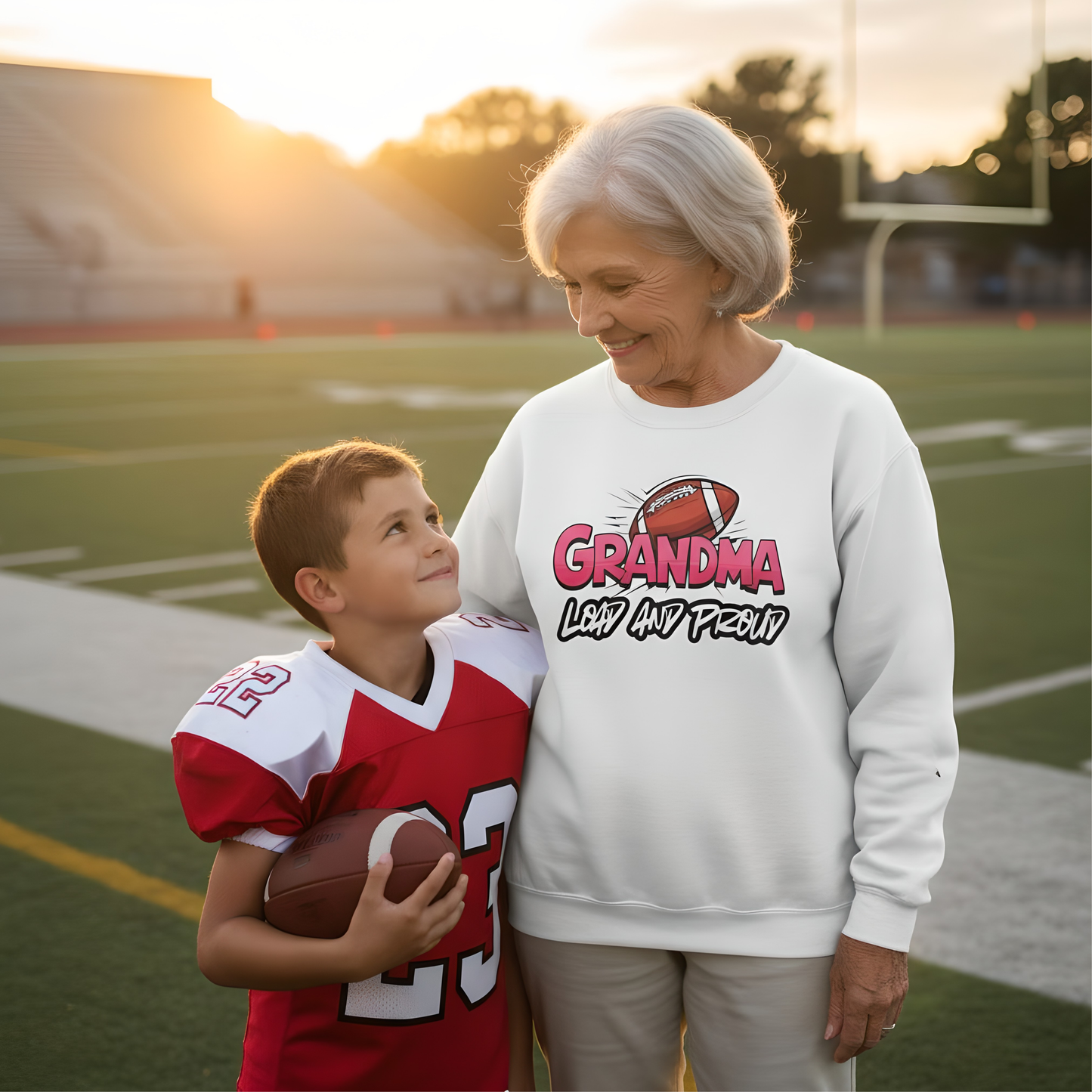 Football Grandma Sweatshirt with Name and Number