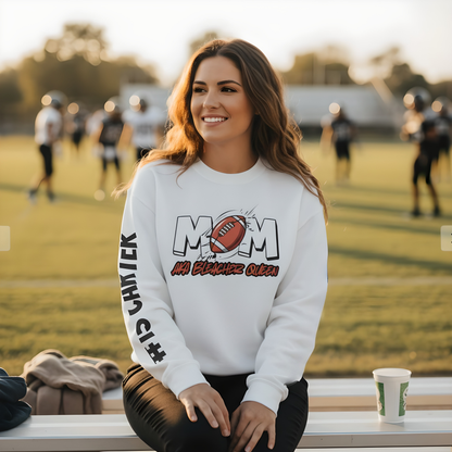 Football Mom Bleacher Queen Sweatshirt – Custom Name & Number Sweatshirt
