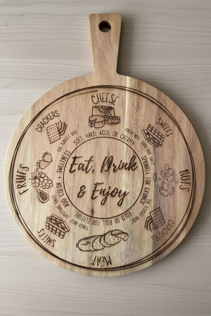 Charcuterie Board for Beginners | Engraved Cheese Board with Guide | Personalized Serving Board