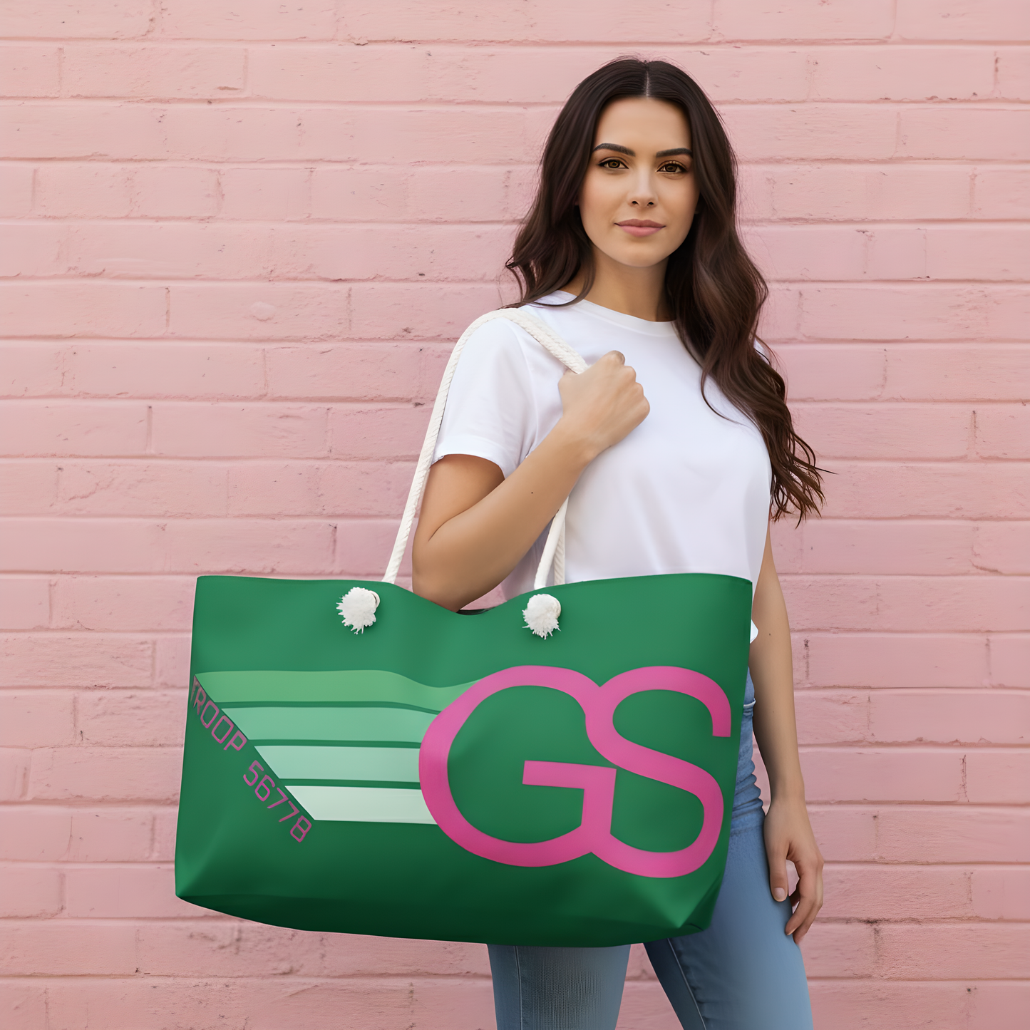 Personalized Girl Scout Tote Bag | Custom Troop Number Weekender Bag for Camp & Travel