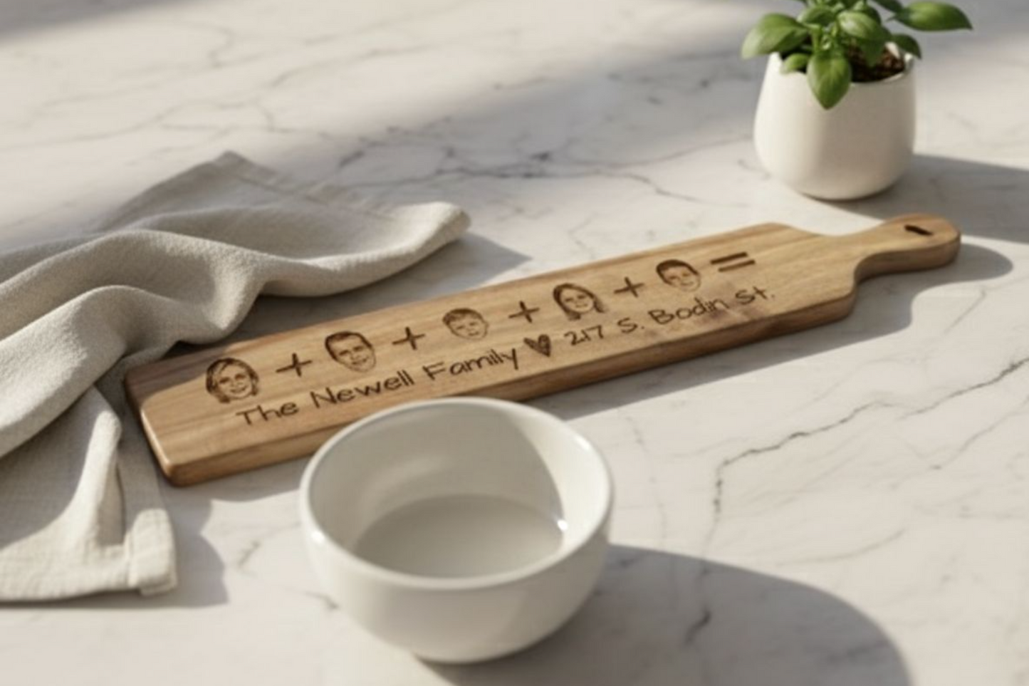 Personalized Family Portrait Cutting Board | Custom Engraved Faces Board