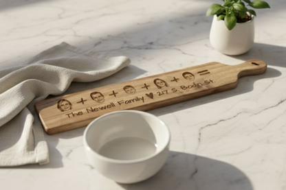 Personalized Family Portrait Cutting Board | Custom Engraved Faces Board