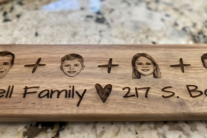 Personalized Family Portrait Cutting Board | Custom Engraved Faces Board