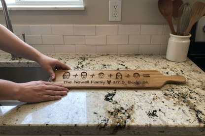 Personalized Family Portrait Cutting Board | Custom Engraved Faces Board
