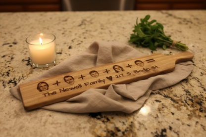Personalized Family Portrait Cutting Board | Custom Engraved Faces Board