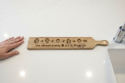 Personalized Family Portrait Cutting Board | Custom Engraved Faces Board