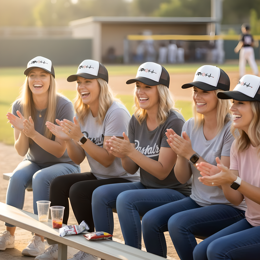 Heartbeat Baseball Mom Trucker Hat with Number