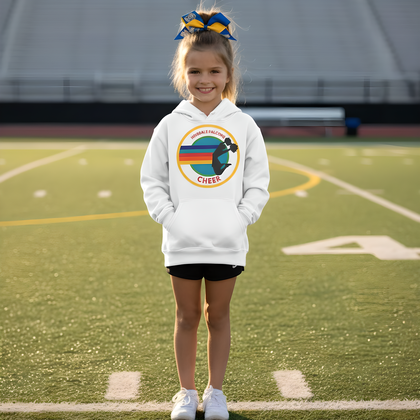 Personalized Youth Cheer Hoodie – Retro Stripe Custom Name Sweatshirt