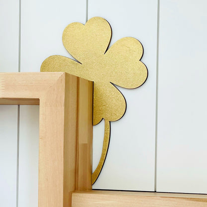 St Patrick's Day Door Corner Sign, Shamrock Decor, St Patricks Day Decor, Lucky Four Leaf Clover Shamrock Decor