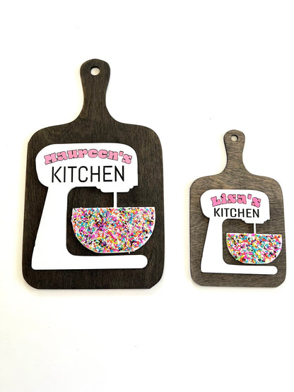 Custom Bakery Sign with Mixer | Personalized Kitchen Sign | Baking Business Name Sign