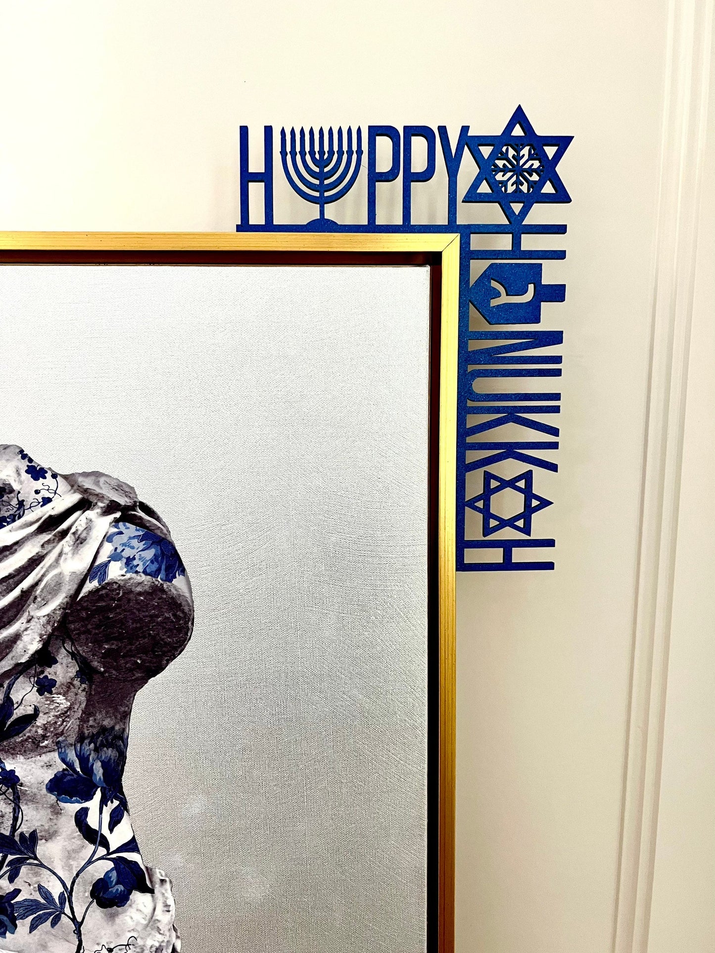 Happy Hanukkah Door Corner | Hanukkah Decor with Star of David, Menorah, and Dreidel |  Hanukkah Decorations