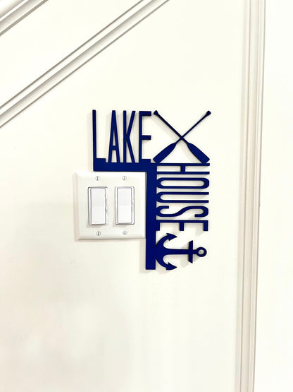 Lake House Door Corner Sign | Oar & Anchor Decor | Coastal Corner Wall Decor