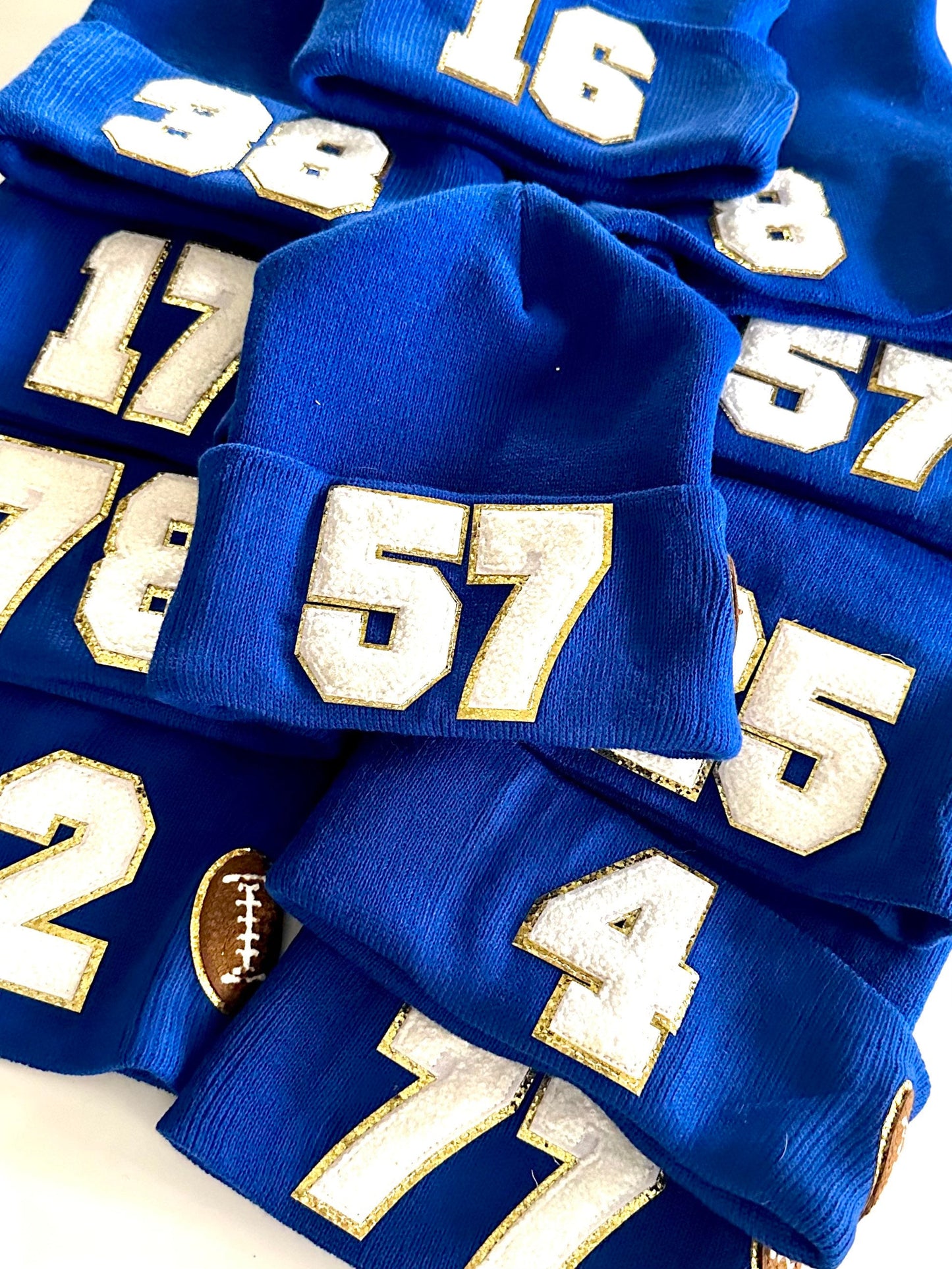 Personalized Football Mom Slouchy Beanie with Number Patch