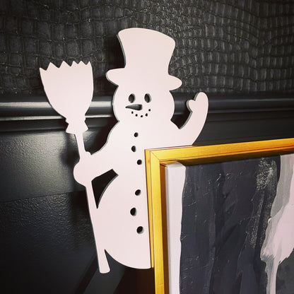 Snowman Door Corner Sign | Christmas Snowman Decor | Holiday Corner Wall Decor