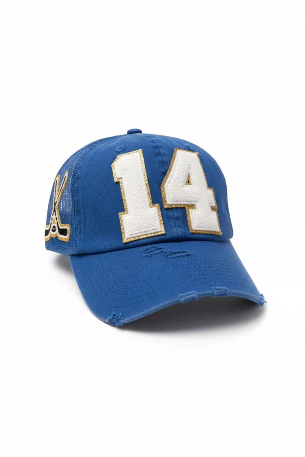 Personalized Hockey Mom Hat with Player Number | Custom Hockey Hat with Chenille Patch | Hockey Sticks Trucker Hat | Sports Mom Gift