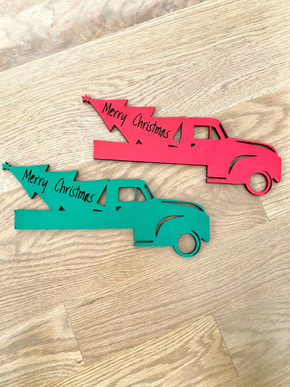 Farmhouse Christmas Truck Door Corner Sign: Holiday Decor