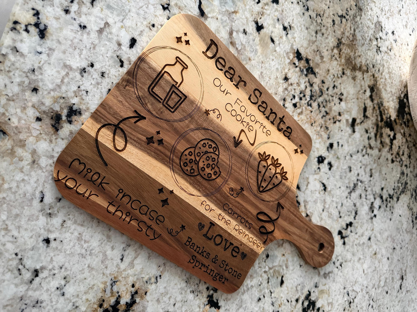 Personalized Cookies for Santa Board | Christmas Eve Santa Tray with Kids Names | Engraved Cutting Board