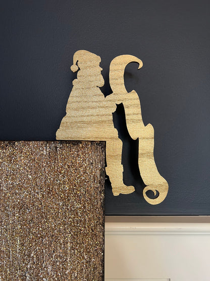 Santa with List Door Corner Sign | Christmas Corner Decor | Holiday Wall Decor