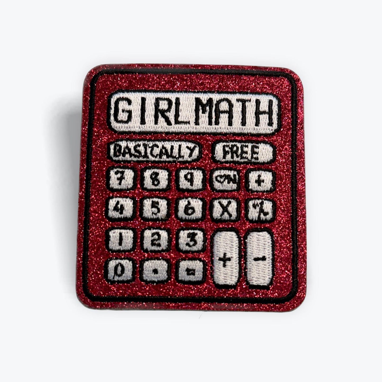 Girl Math Patch – Pink Glitter Iron On Patch | Funny Sparkly Patch for Girls | Cute Math Accessory