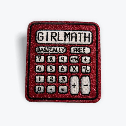 Girl Math Patch – Pink Glitter Iron On Patch | Funny Sparkly Patch for Girls | Cute Math Accessory