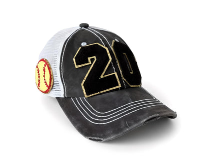 Custom Softball Mom Trucker Hat with Number Patch