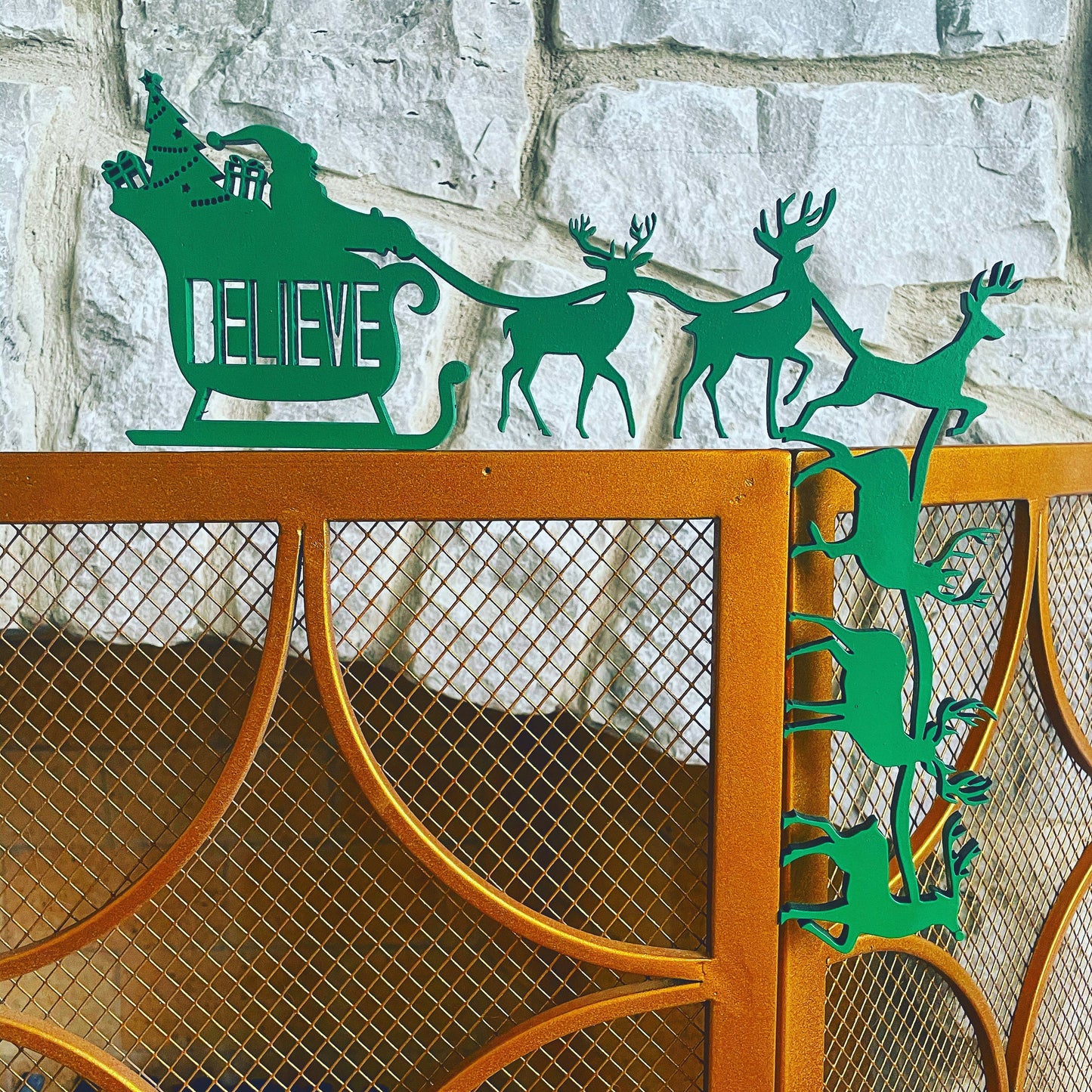Santa Sleigh Door Corner Sign | Christmas Corner Decor | Holiday Wall Decor with Reindeer