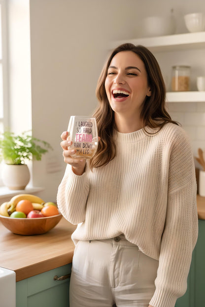 Funny Wine Glass | “I Laughed So Hard” Stemless Wine Glass | Gag Gift for Friends