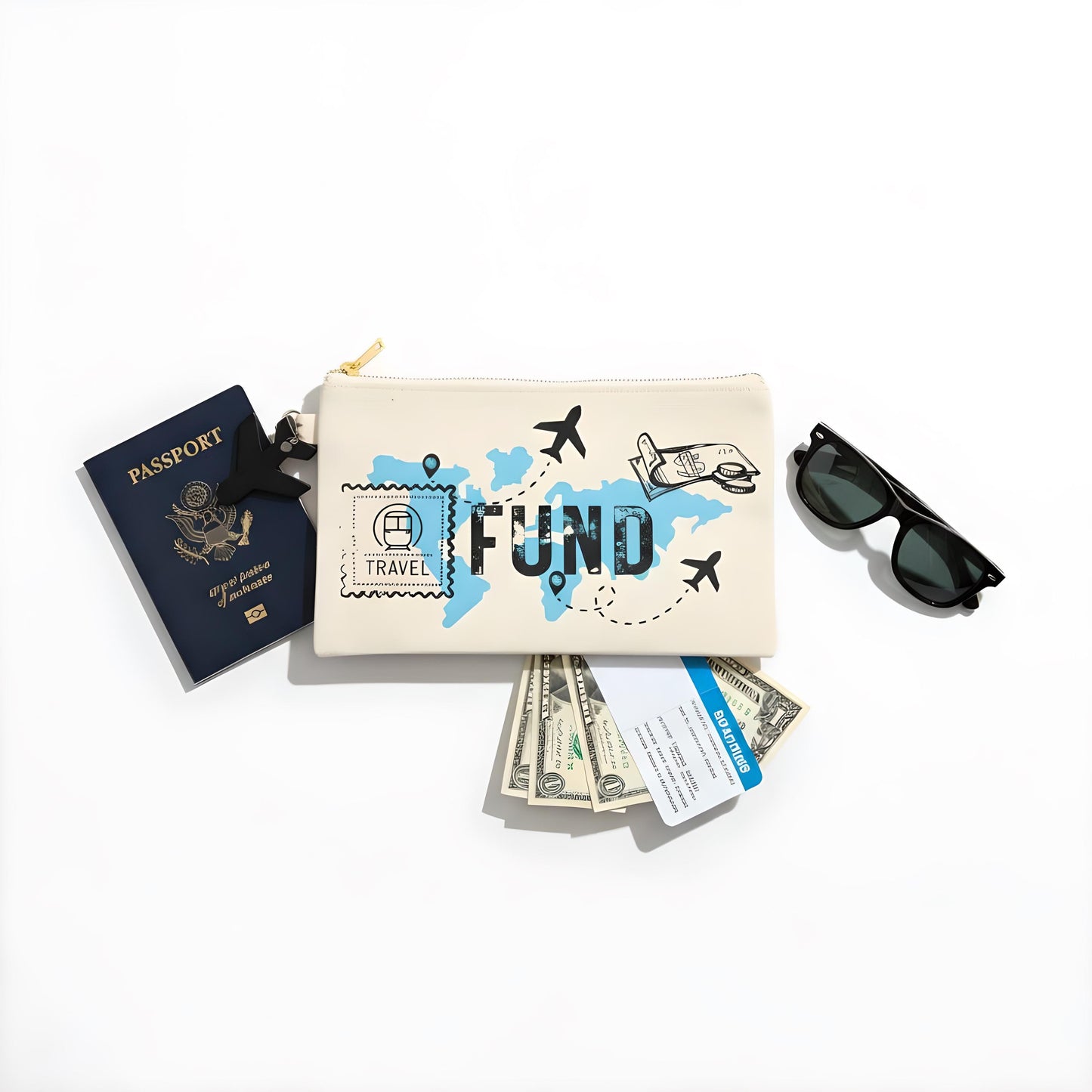 Travel Fund Makeup Bag | Rhinestone Cosmetic Bag | Travel Gift for Women & Bridesmaids