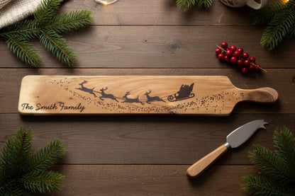 Santa Charcuterie Board | Christmas Grazing Board with Reindeer | Personalized Holiday Serving Board